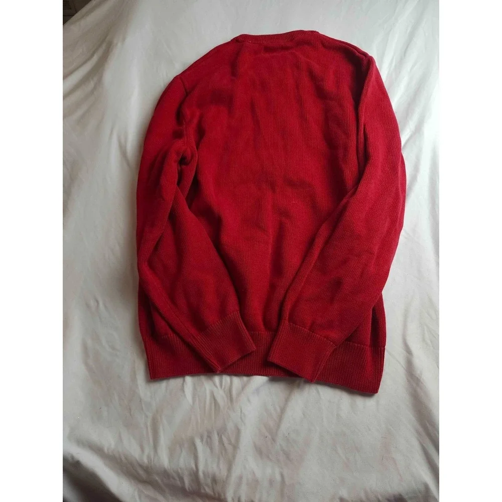 Chaps Sweater Men Size XLT Red Knit Crew Neck Pullover Long Sleeve Cotton Preppy